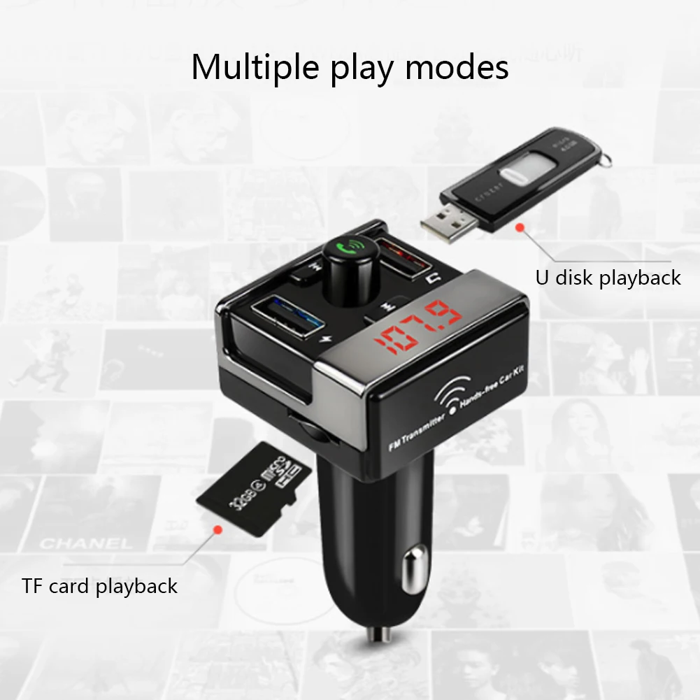 Быстрое Автомобильное зарядное устройство fm-передатчик беспроводной Hands-free Bluetooth MP3 музыкальный плеер беспроводной fm-радио адаптер USB Поддержка TF карта