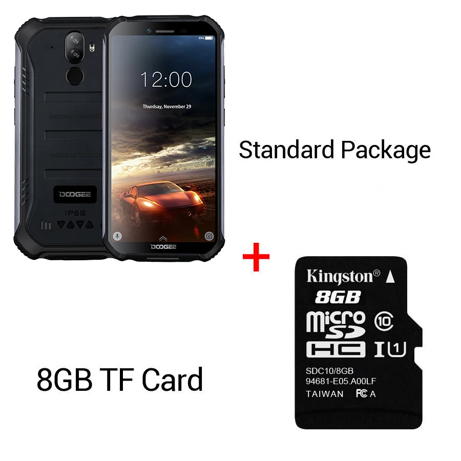 DOOGEE S40 Lite четырехъядерный 2 ГБ 16 ГБ Android 9,0 прочный телефон IP68 Мобильный телефон 5,5 дюймов дисплей 4650 мАч МП отпечаток пальца - Цвет: Black N 8GB Card