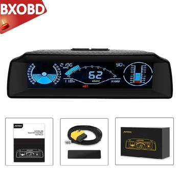 

X90 GPS/OBD2 Speed Meter Inclinometer Car Compass HUD Pitch Tilt Angle Protractor Clock Latitude Longitude