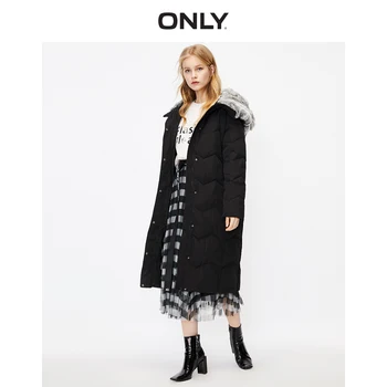 

ONLY Women's Detachable Rabbit Fur Collar Long Down Jacket | 119312506