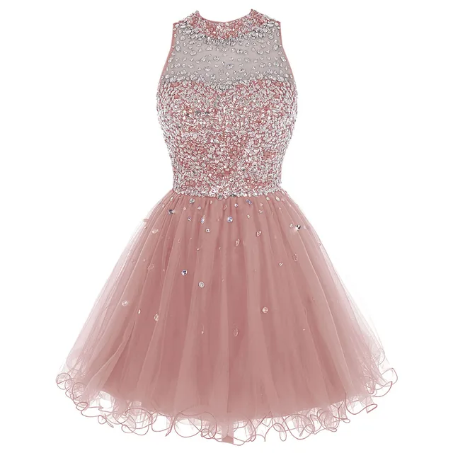 Cheap Royal Blue Homecoming Dress Crystal Beaded Sparkly Short Gowns Above Knee Mini Prom Graudation Dress Party Free shipping Blush