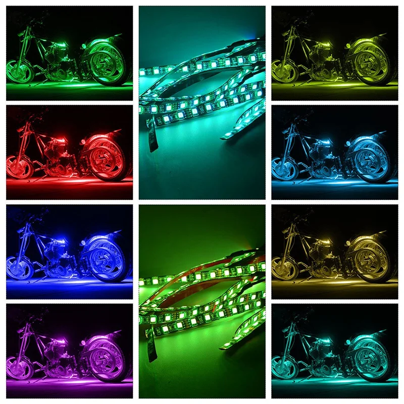 12 шт. мотоциклетный RGB светящийся светильник, светодиодный светящийся неоновый светильник, беспроводной дистанционный мотоциклетный автомобильный светильник