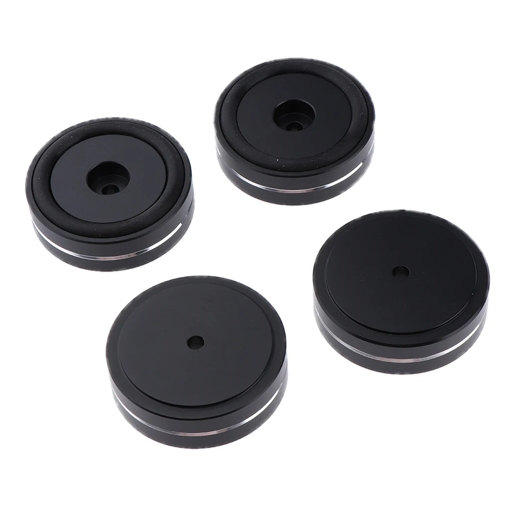 4 Pack Aluminum Speaker Spike Shockproof 50x15mm Isolation Feet Stand Cone Pad Turntable Amplifier CD DAC Recorder Black