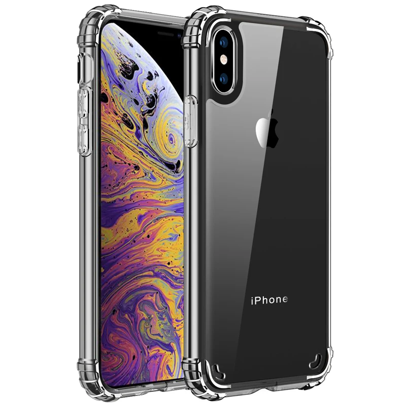 Прозрачный чехол для iPhone XS XR тонкий ударопрочный акриловый из ТПУ задней панели