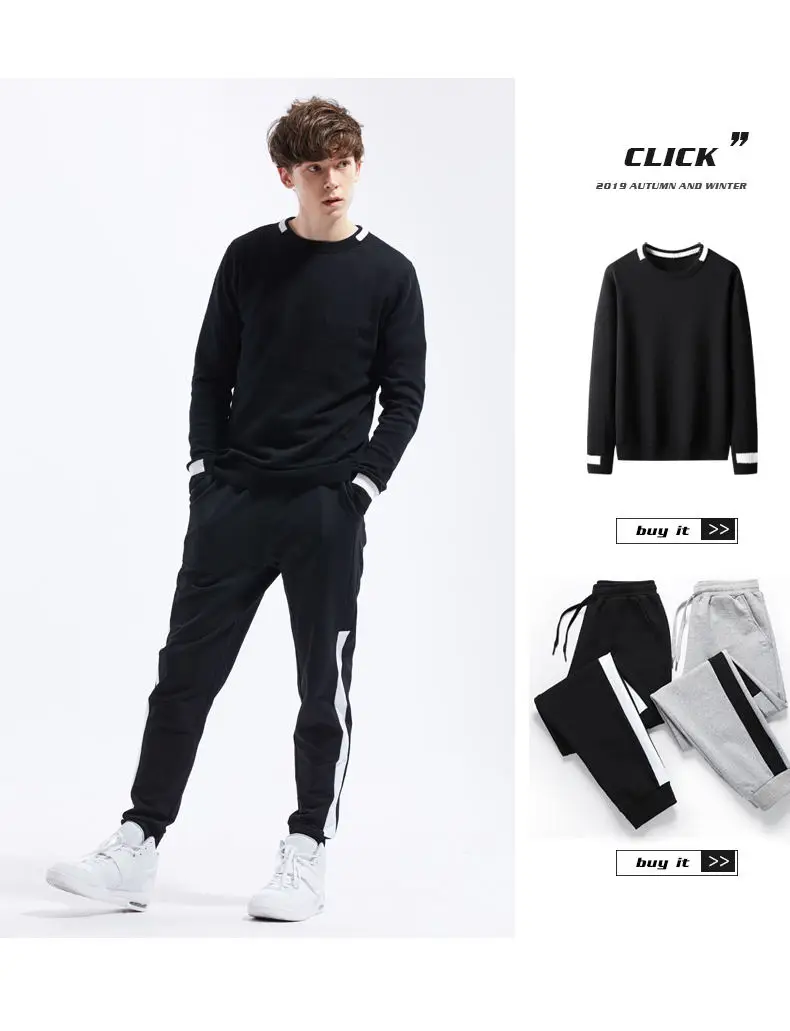 6Colors Fashion Sweaters Men Pullover 100% Cotton Solid Male Sweater Jumper Autumn Winter Crew-Neck Knitwear 2019 New MuLS Brand 07
