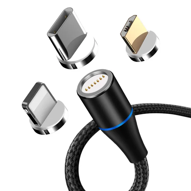 Магнитный кабель GETIHU для iPhone 11 Pro XS Max samsung Micro usb type C зарядное устройство Быстрая зарядка магнит Android шнур для мобильного телефона - Цвет: 3A black 3 plugs