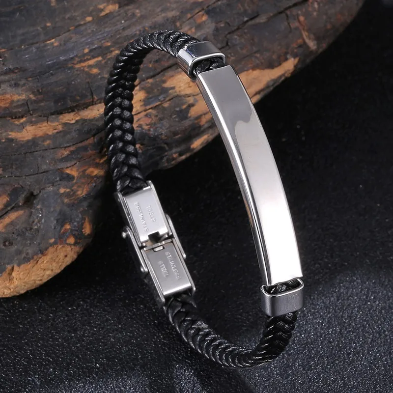 New Fashion Black Braid Rope Men Bracelet Bangles for Women Jewelry Buckle 3 Colors Stainless Steel Charm Gift BB1175 | Украшения и