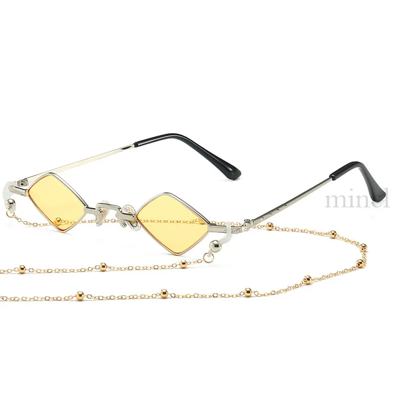 New Fashion Frame Small Punk Sunglasses Women Men Vintage Irregular Gradient Big Sun Glasses For Female Male With Chain NX