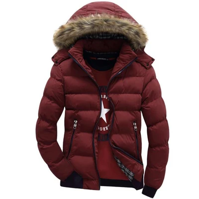 Новая брендовая зимняя куртка мужская теплая пуховая куртка 9 цветов модный бренд с меховым капюшоном шляпа мужская Верхняя одежда Пальто Повседневная Толстая Мужская s 4XL - Цвет: DL156 Red