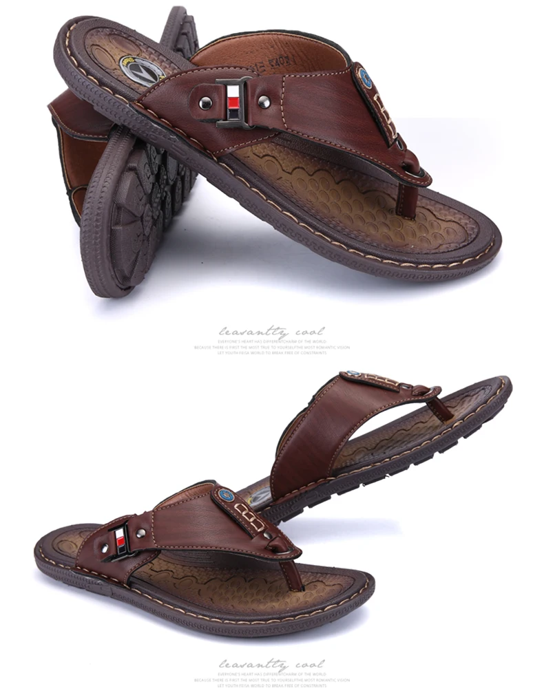 2020 summer super hot youth flat with large size brown khaki solid color flip flops (9)