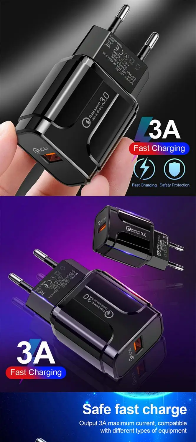 1 шт. универсальное быстрое зарядное устройство USB для huawei OPPO VIVO Asus USB портативное зарядное устройство для зарядки мобильного телефона для iPhone samsung Xiaomi