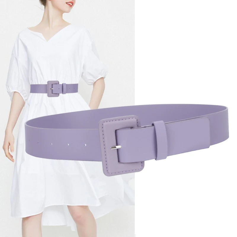 Lila Gürtel für Frauen breiter roter Korsett gürtel weibliche Jeans Bund großes Kleid Kummer bund Mantel Lederband