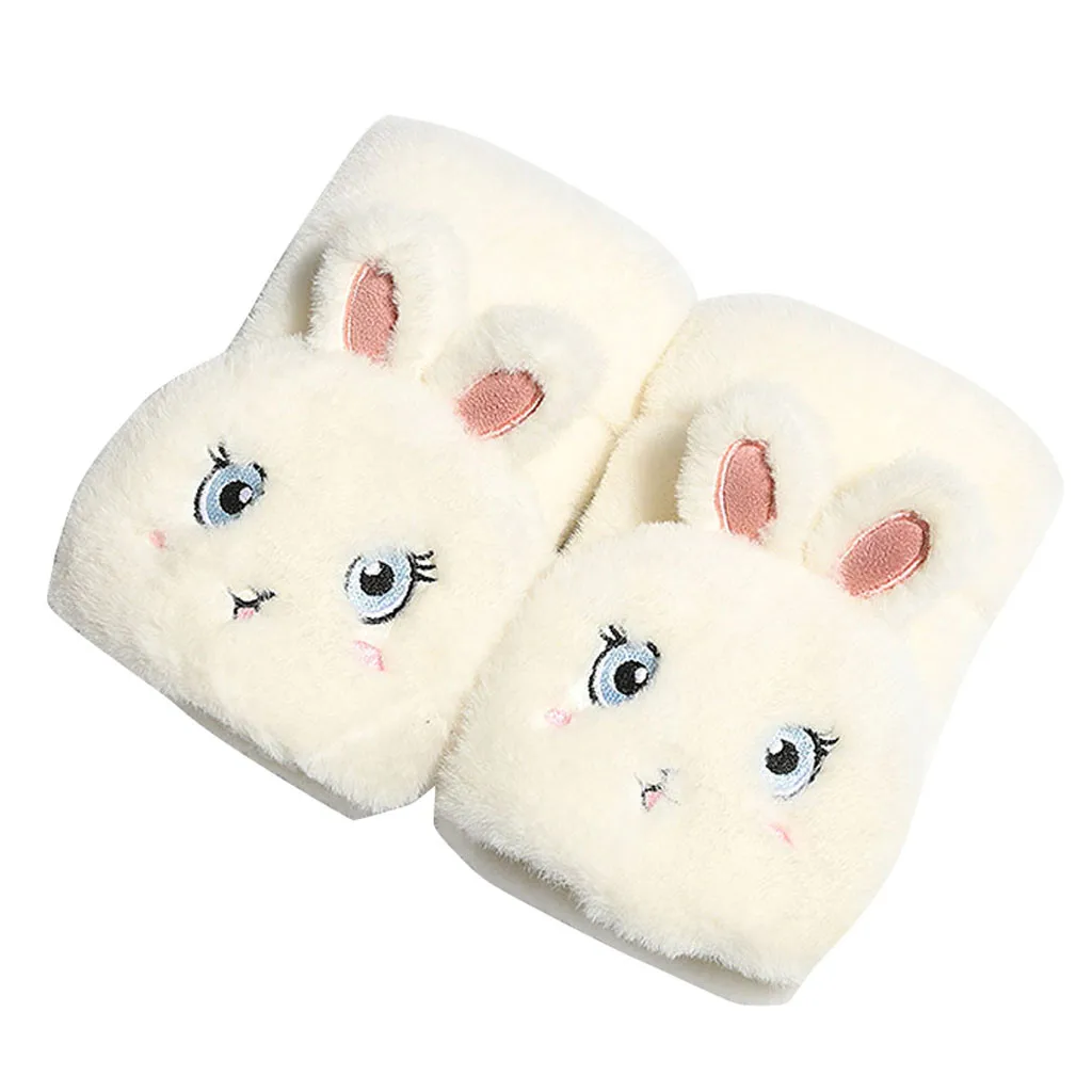Kawaii перчатки зимние теплые варежки бархатные сохраняющие тепло флип половина пальцев перчатки женские Девушки мультфильм кролик толстые перчатки без пальцев