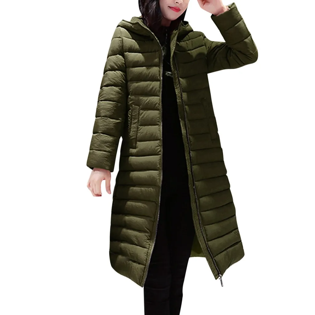 Новая зимняя одежда с двумя сторонами длинная теплая Утепленная зимняя куртка женская верхняя одежда из хлопка с капюшоном для женщин зимнее пальто# J30 - Цвет: Зеленый