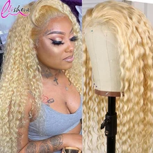Water Wave Blonde Lace Frontal Wig 613 Lace Front Wig 13x4 Blonde Curly Human Hair Wigs For Black Women HD Tansparent Lace Wigs