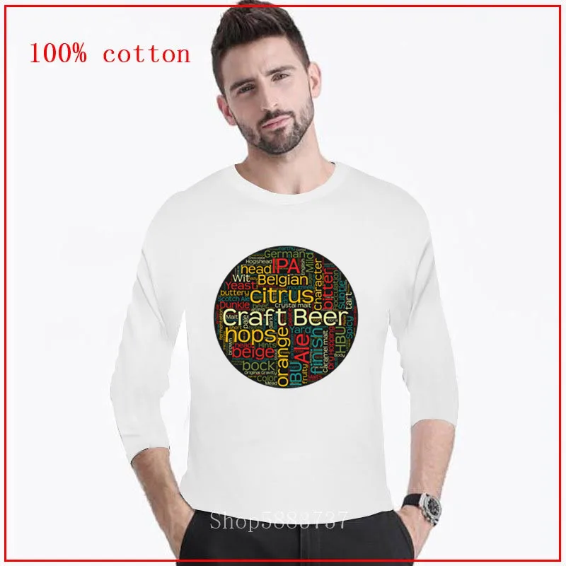 Craft Beer T-Shirt with 100+ Terms for Microbrew Lover Best Gift men long Sleeve T shirt Cool Tops black lives matter | Мужская одежда