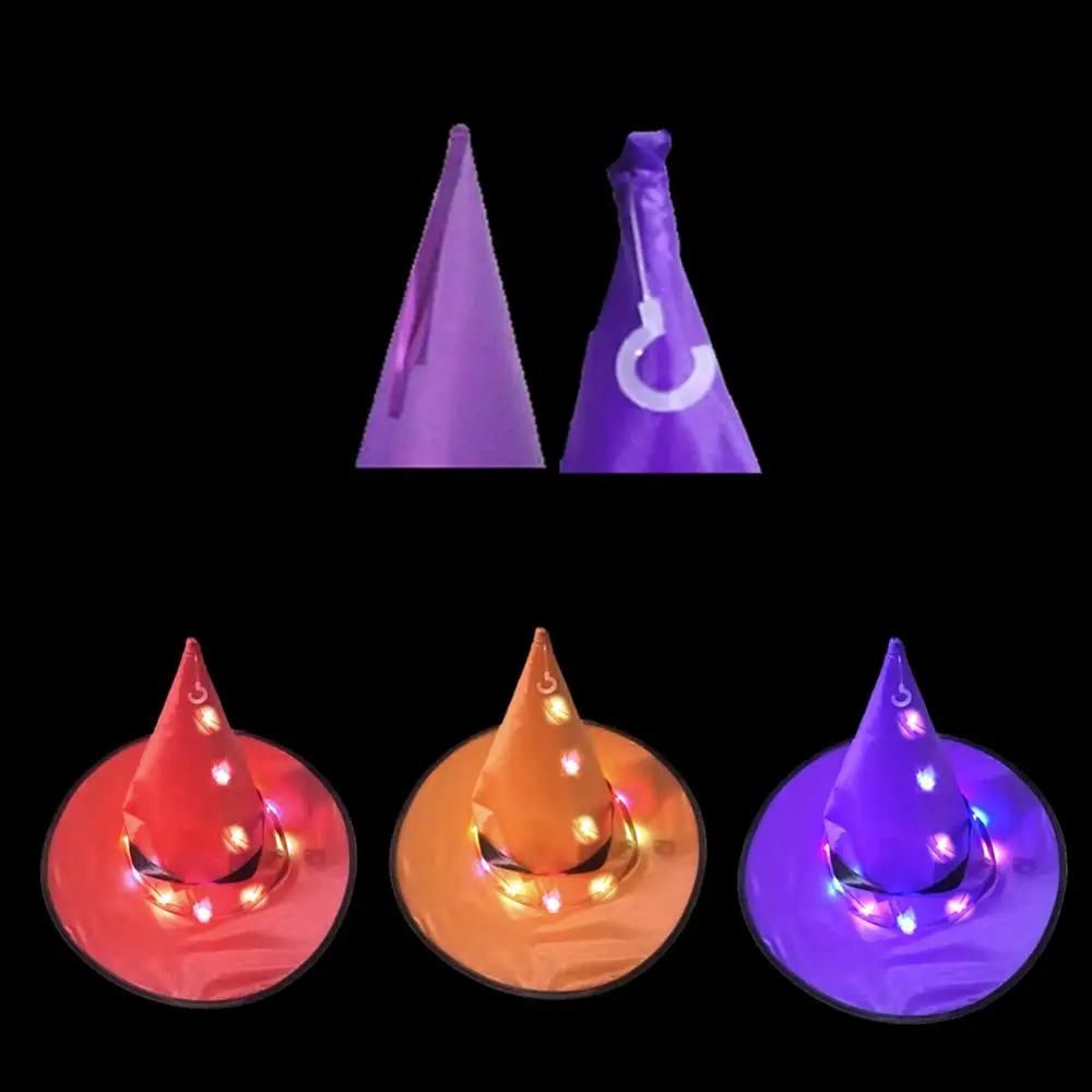 

HELLO Halloween Witch Hat Haunted House Prop Glowing Witch Hat For Halloween Decorations Suspension Tree Glowing Hat for Kids