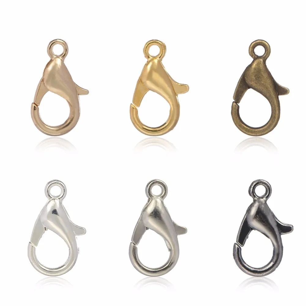 50pc/lot 6Color Zinc Alloy Lobster Claw Clasps for Jewelry Necklaces Bracelet Making Nickel Free Size 10MM 12MM 14MM | Украшения и