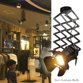 

E27 Clothing Store Retro Industrial Bar Track Ceiling Lamp Adjustable Iron Art Bedroom Led Living Room Telescopic Spotlight