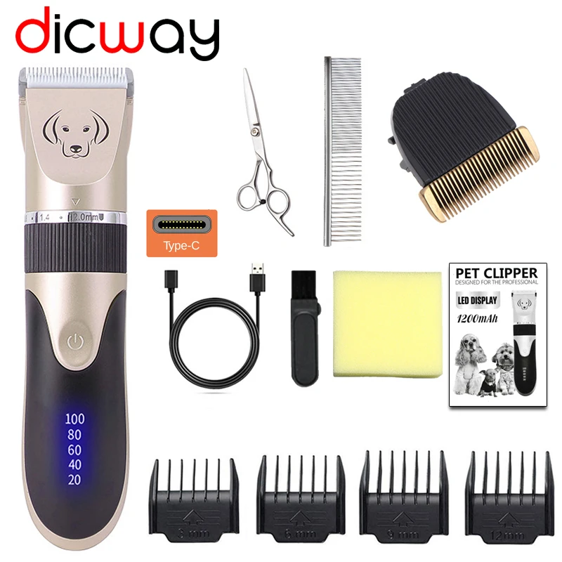 Pet Clipper Electric Pet Hair Trimmer Shaver Rechargeable Pet Dog Cat Low-Noise Hair Clipper Grooming Shaver Cut Machine Set