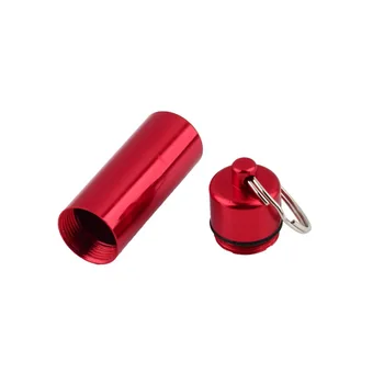 

Hot Selling 1pcs optional Keychain Pill Box WaterProof Silvery Aluminum Drug Case Bottle Holder Container