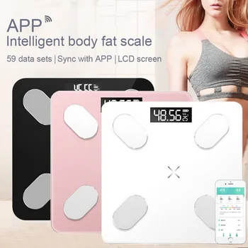 

Bathroom Weight Scales Floor Digital Body Fat Scales Bluetooth Electronic Mini Smart BMI Composition Analyzer Scales with APP