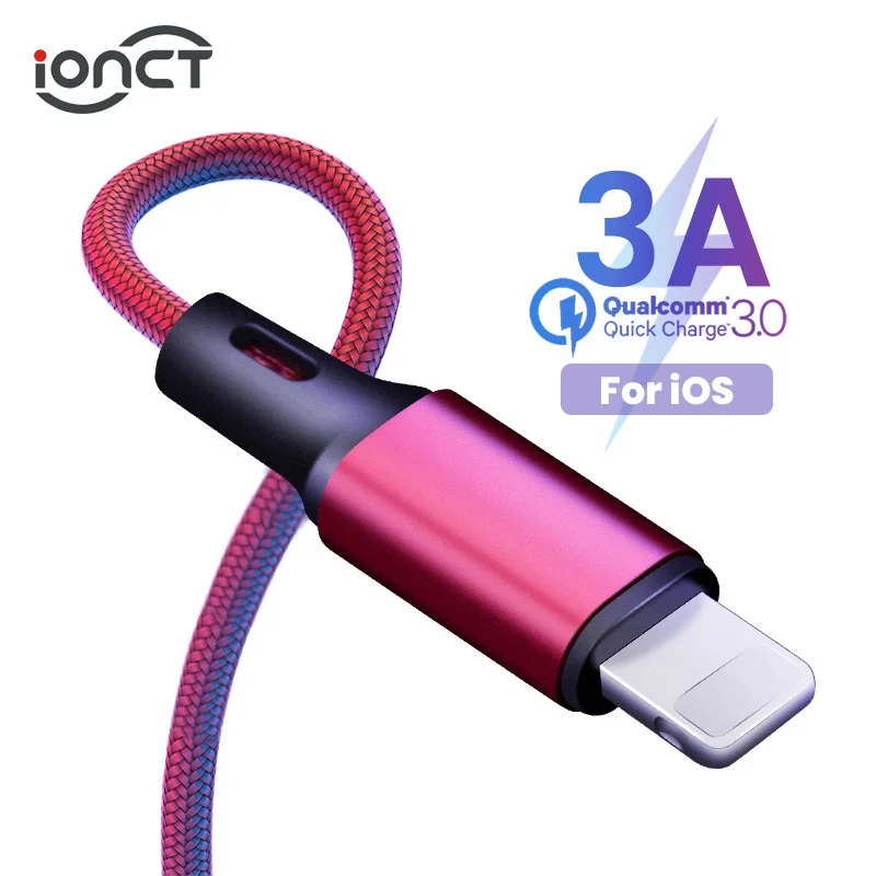 

iONCT 3A USB Cable Fast Charge Data Cable For iPhone X XR XS Max 8 7 6 Plus Phone Charging Cord For iPad iPhone Charger USB Wire