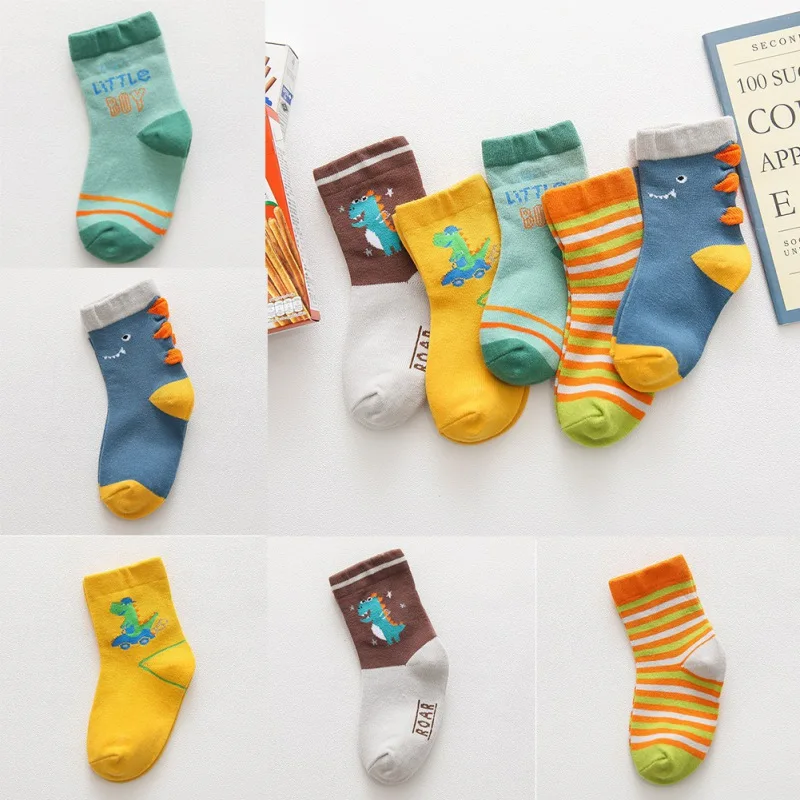 5 пар, Осенние милые носки для малышей с объемными рисунками животных, носки для младенцев, хлопковые носки для новорожденных девочек и мальчиков ясельного возраста