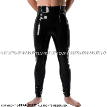 

Black Sexy Latex Pants with Two Zippers At Front Rubber Trousers Bottoms CK-0085