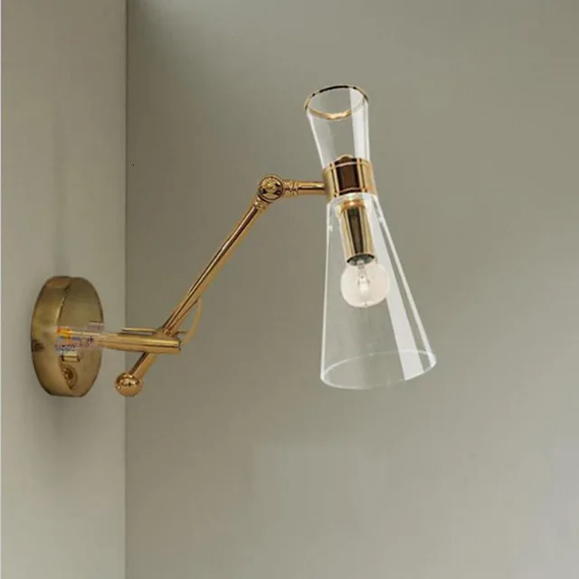 Modern Simple Glass Wall Lamp With Gold Copper Base Applique Murale Led aplique luz pared | Лампы и освещение