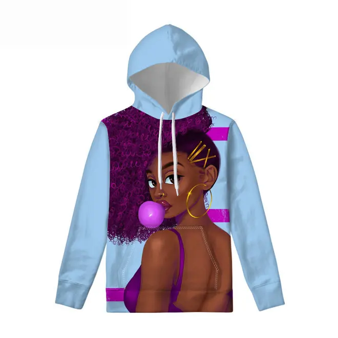 FORUDESIGNS/черная девушка Волшебная Женская мода с длинным рукавом Толстовка Harajuku джемпер пуловер с капюшоном топы повседневное Свободное пальто - Цвет: YQ4083Z72
