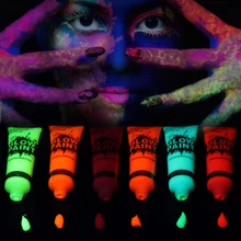 УФ-краска для тела крем безопасная Татуировка Хэллоуин чернила нетоксичные УФ светящиеся Blacklight Body Art контур для лица флуоресцентный пигмент