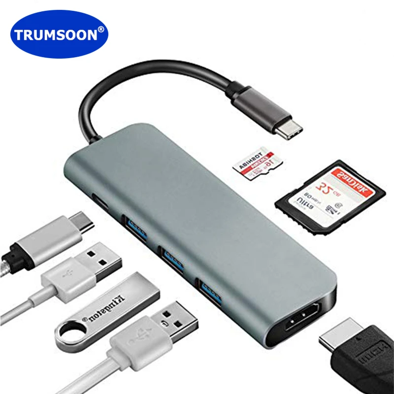 Trumsoon типа C на HDMI 4K USB 3 0 SD TF Card Reader адаптер для Macbook Pro Samsung S9 Dex Huawei P30 док станция xiaomi