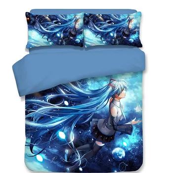 

Hatsune Miku Cartoon Print 3D Bedding Set Duvet Covers Pillowcases VOCALOID3 Ievan Polkka Kids Children Room Decor Bedclothes 13