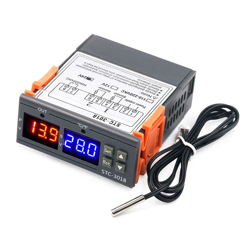 

STC-3018 LED Digital Temperature Controller Thermostat Thermoregulator Incubator 12V 24V 110V 220V Controlador de temperatura