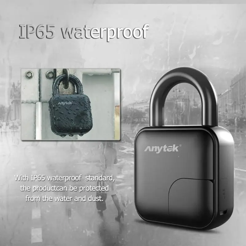 Anytek замок L3 смарт-замок без ключа с отпечатком пальца USB Перезаряжаемый электронный Противоугонный замок для безопасности левый Потяните IP65 водонепроницаемый