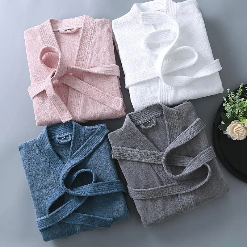 Robe Hotel Absorbent Bathrobe Feminine Nightgown Terry Material Simple Yukata Beauty Salon Robe Nightwear Autumn