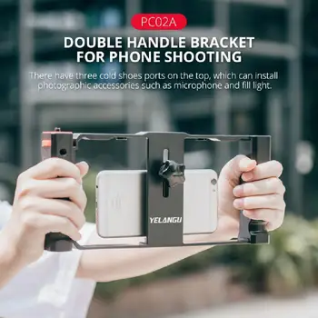 

Handheld Phone Video Stabilizer Grip Mount Stand with Double Handle Bracket Handheld Stabilizer Frame Smartphone Grip Filmmaking