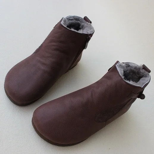 Careaymade/зимняя теплая женская обувь с высоким берцем из чистой шерсти в стиле ретро кожаные и меховые цельные ботинки на толстой плюшевой подошве
