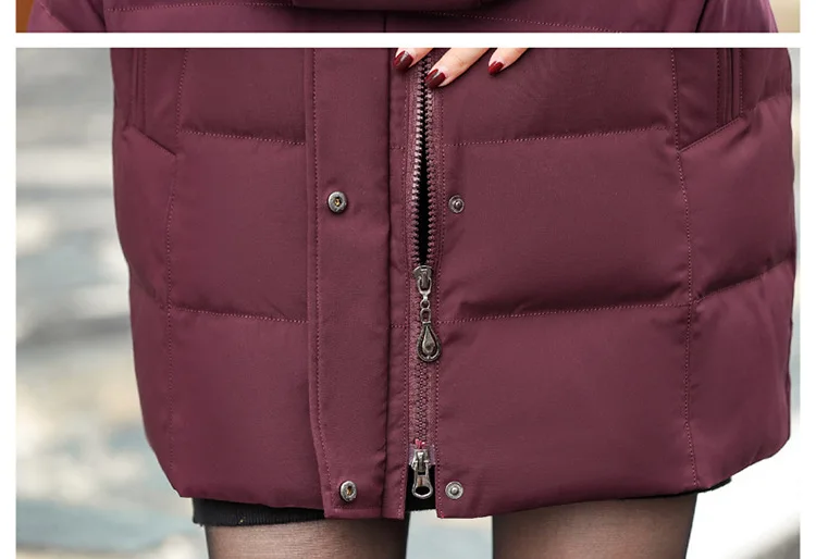 Brand Genuine Fur Collar Large Size White Duck down Coat Women's Winter Middle-aged WOMEN'S down Jacket Warm Mid-length