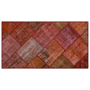 

Handmade Red Vintage Overdyed Patchwork Area Rug 080x150 Cm-2'7''X4'11''