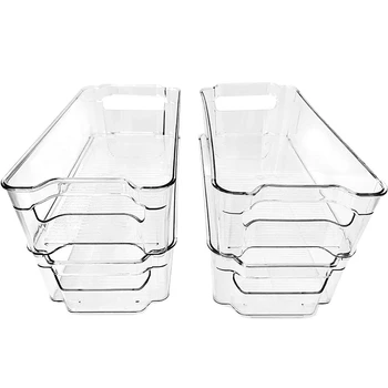 

6PCS Cutlery and Refrigerator Storage Boxes for Kitchen and Cabinet Storage, Stackable Food Boxes with Handles