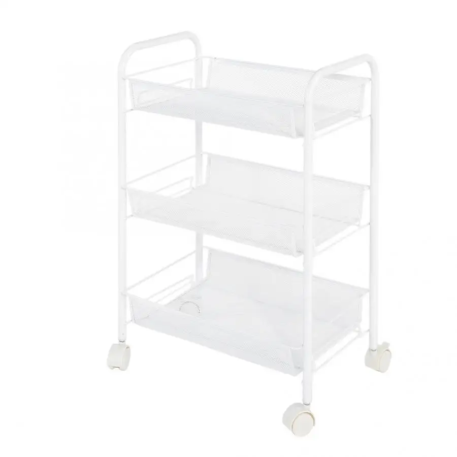 

Removable 3 Tiers Metal Rolling Wheel Storage Rack Trolley Cart for Hair Salons Storage Trolley