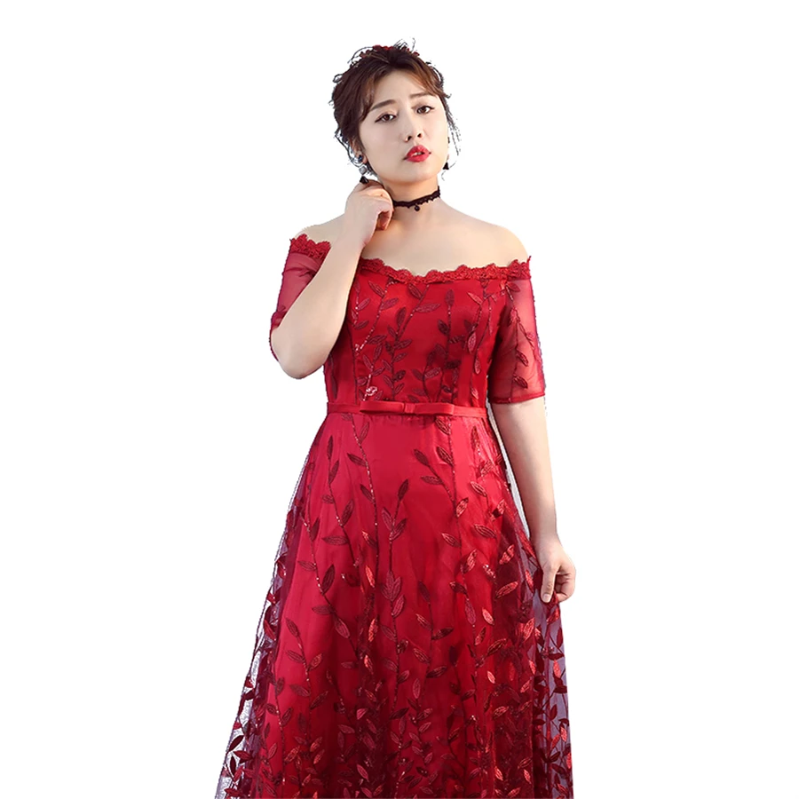 Лодочные вечерние платья с круглым вырезом с коротким рукавом Robe De Soiree размера плюс длинные женские вечерние платья с блестками и вышивкой вечернее платье T207
