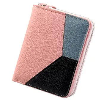 

Luxury Brand Leather Small Wallets Women Short Zipper Coin Purse Patchwork Clutch Wallet Female Money Bag Credit Card Holder