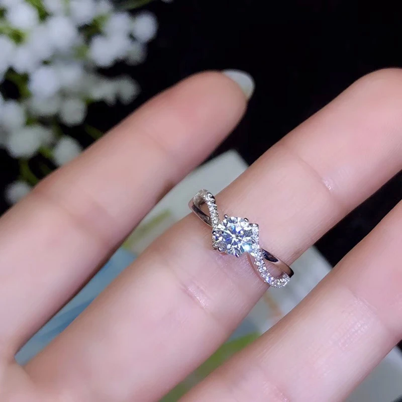 BOEYCJR 925 серебро 0.5ct/1ct/2ct/3ct F цвет Moissanite VVS 6 когтей элегантное обручальное свадебное кольцо с бриллиантом для женщин