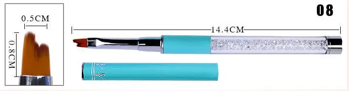 1 шт., стразы, нейлоновые ручки, градиентные волосы, УФ-гель для рисования ногтей, кисти для 3d резьбы, рисования, цветов, ручки, кисточки для маникюра - Цвет: 08