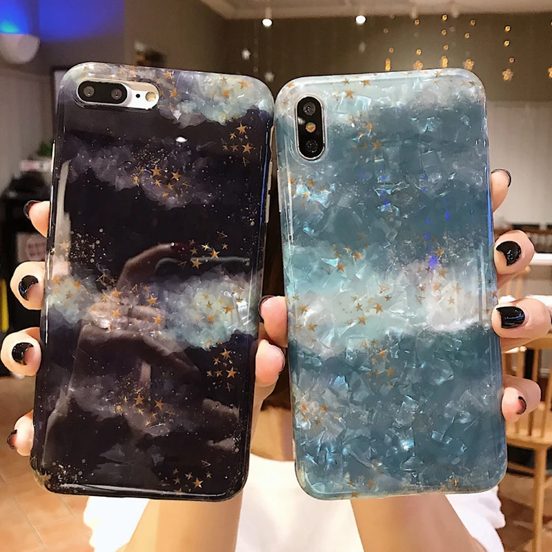 Простой звездный узор чехол для телефона iPhone 6 6s 7 8 Plus X Xs XR Max раковина