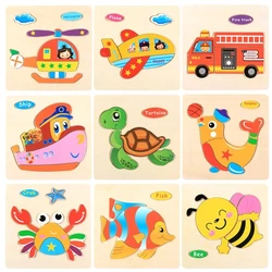 Crianças de madeira 3d quebra cabeça carro de tráfego animal bebê cognitivo aprendizagem brinquedos educativos para crianças inteligência jogo de madeira brinquedo
