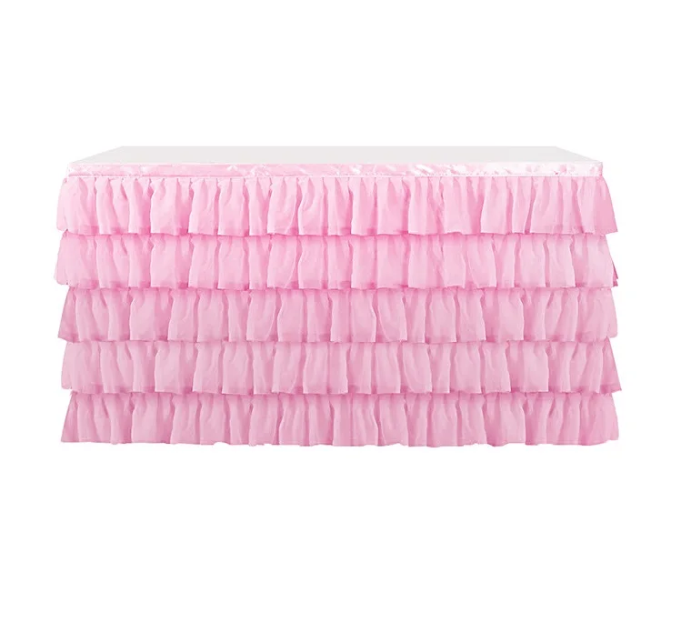 Детская пятислойная юбка для стола с волнистым узором для вечеринки в честь Дня рождения, свадьбы, банкета, десертного стола, Фирменная юбка для стола - Цвет: Розовый